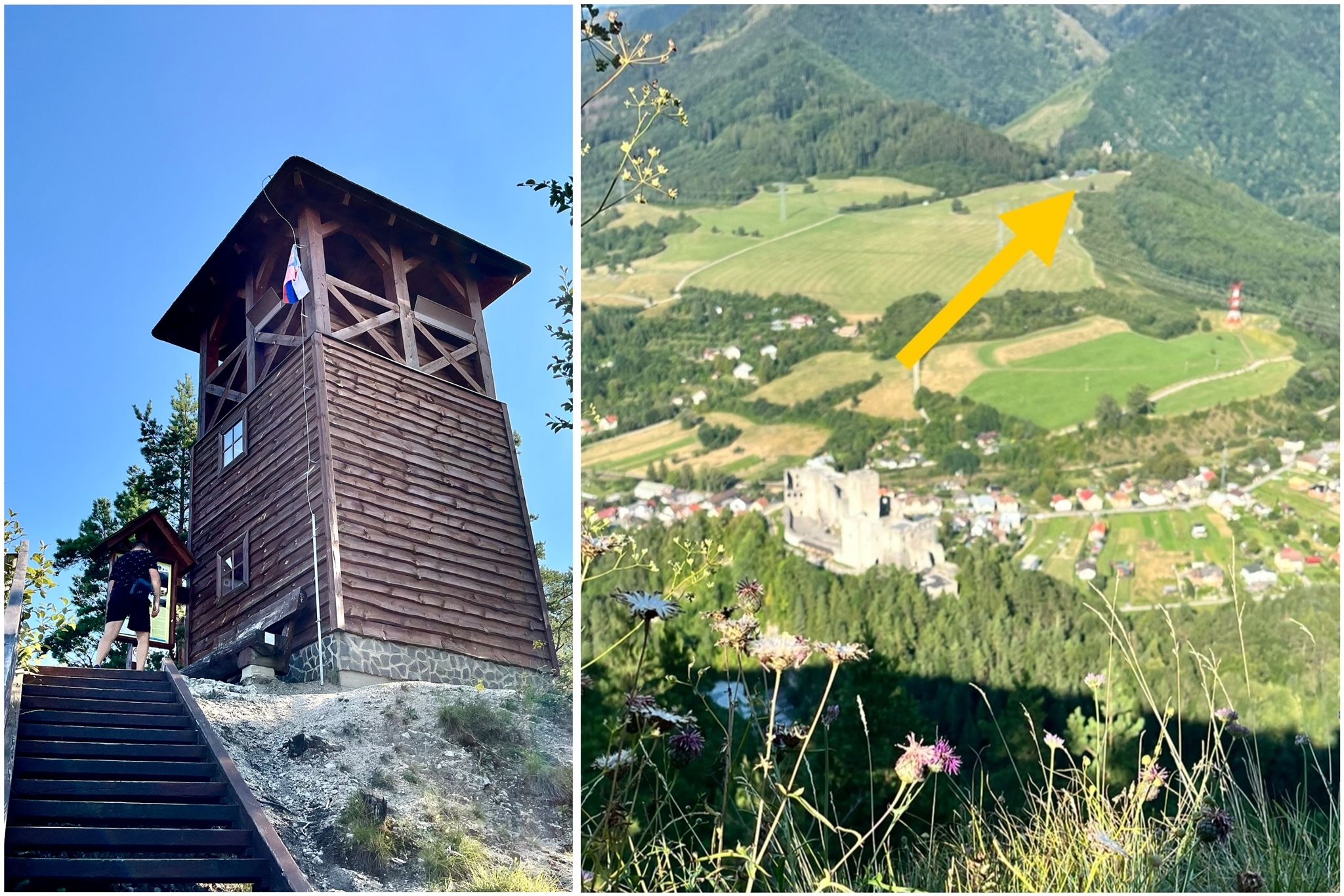 Najkrajší pohľad sa bezpochyby núka na hrad Strečno.  V pozadí je vidieť aj vežu neďalekého Starého hradu. Zdroj: Michala Staníková
