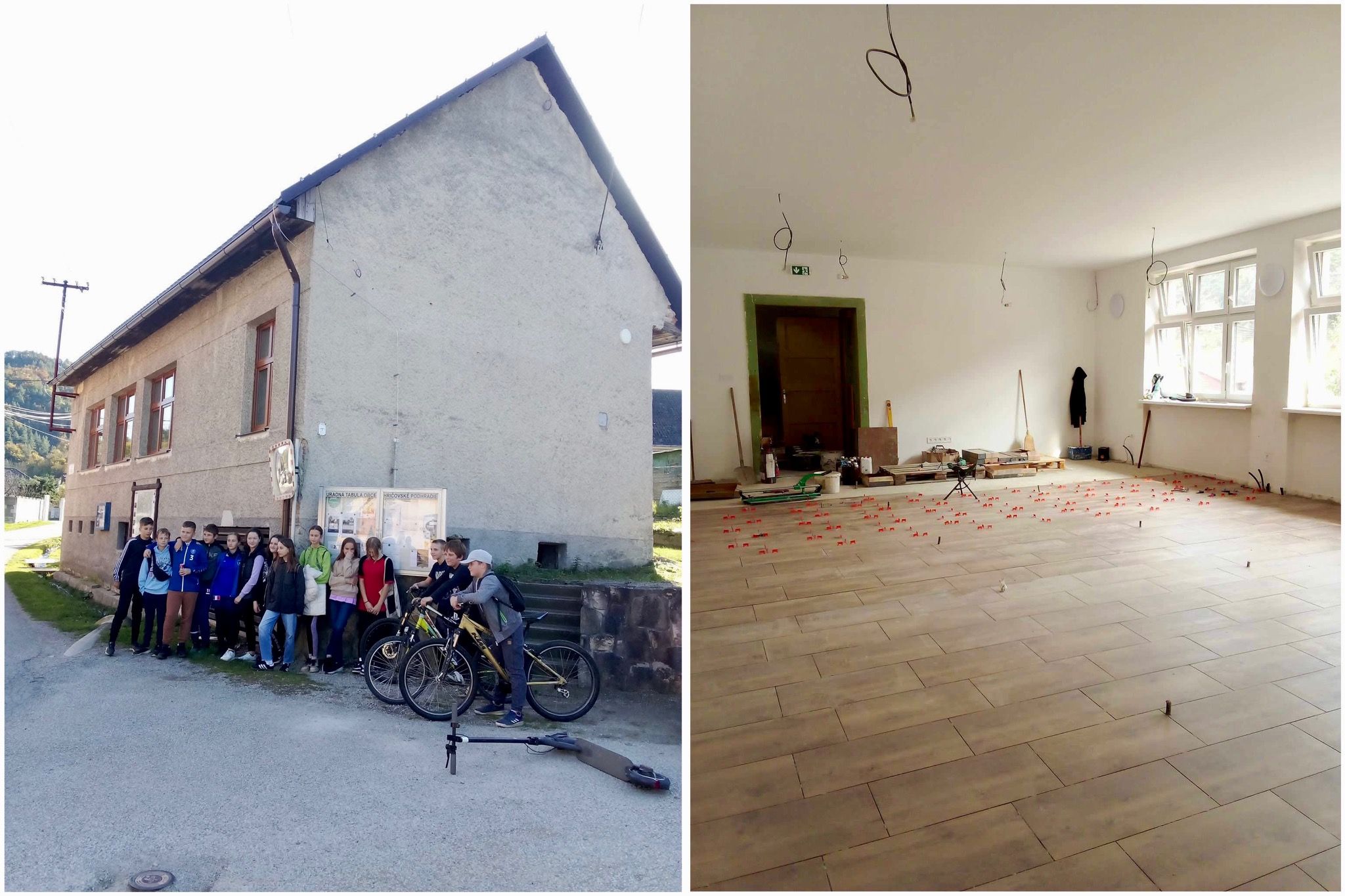 Jedným z ďalších objektov, o ktorý sa dobrovoľníci z Hričova starajú, je aj budova starej školy v Hričovskom Podhradí. Zdroj: FB/Hrad Hričov