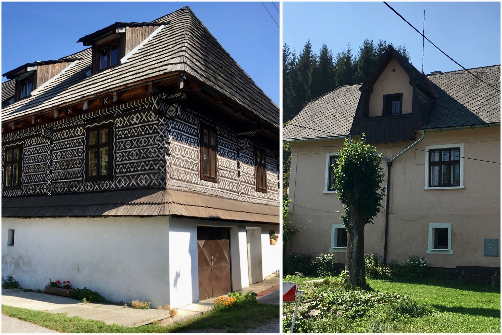 Architektonický kontrast. Po niekoľkonásobných požiaroch si začali obyvatelia stavať aj murované domy (vpravo). Zdroj: Michala Staníková