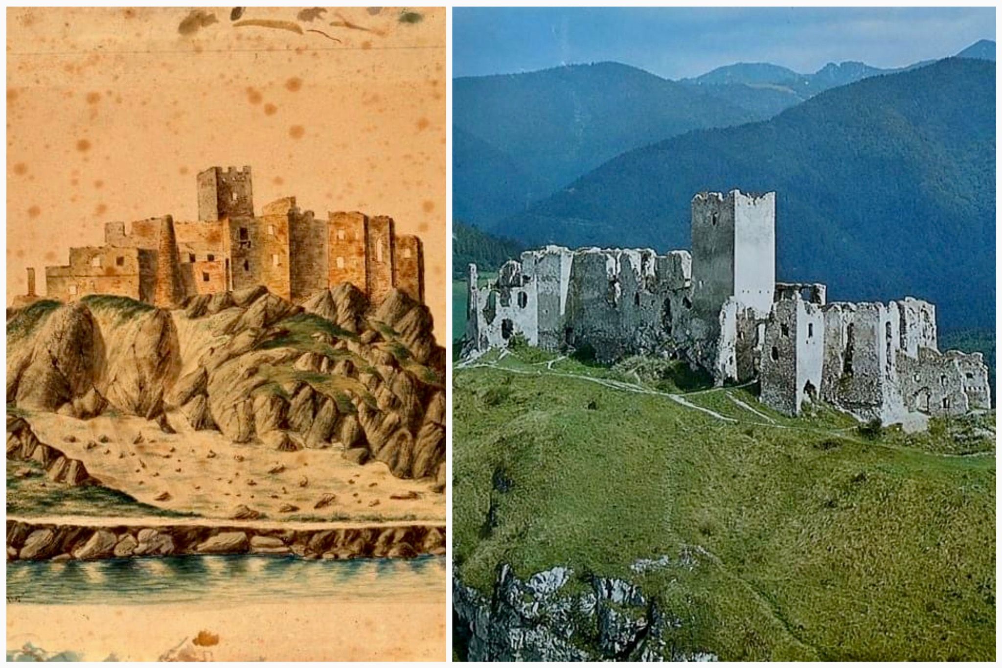 Hrad patril medzi najlepšie opevnené stredoveké pevnosti. V 17. storočí ho na príkaz panovníka zbúrali a zostali z neho len ruiny. Snímky: FB Slovensko na historických fotografiách