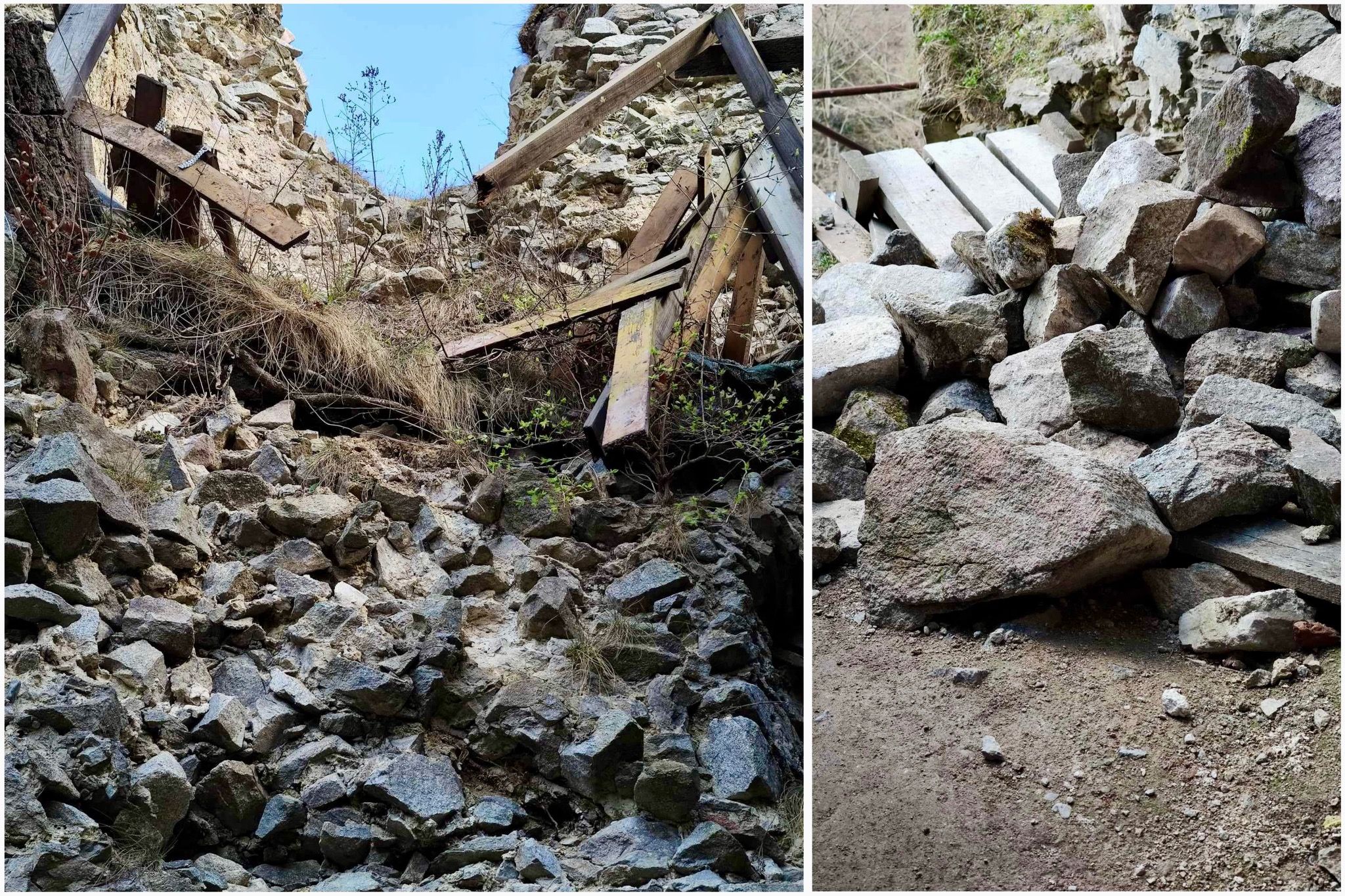 Na hrade sa začiatkom marca zrútila časť múru z hlavnej veže. Zdroj: zilina.sp21.sk