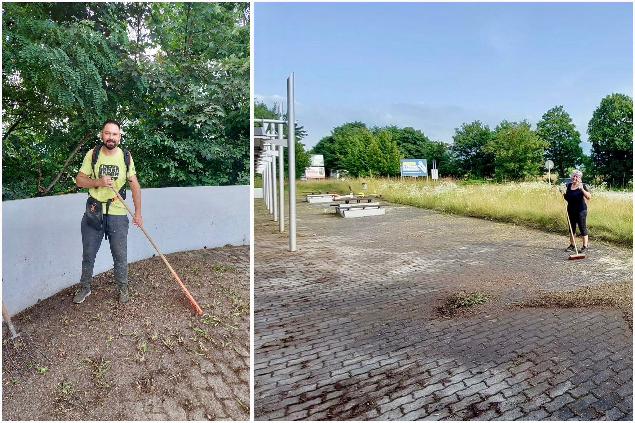 Hoci sa brigády zúčastnili len dvaja, spoločnými silami sa im podarilo urobiť veľký kus práce. Ján Rzeszoto vľavo. Zdroj: Facebook/Ján Rzeszoto