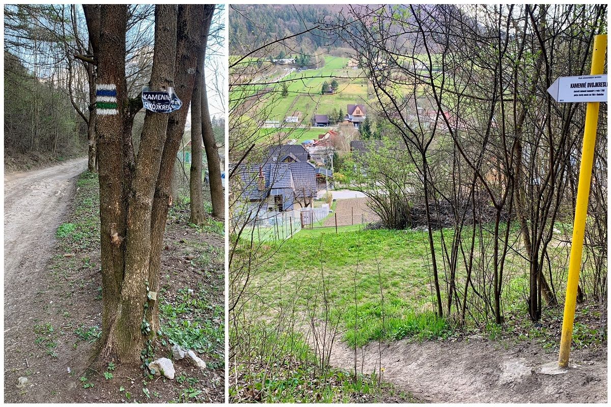 Kamenné dvojkreslo sa nachádza asi 200 metrov od hlavnej cesty, Na jeho polohu upozorňujú aj informačné tabule.