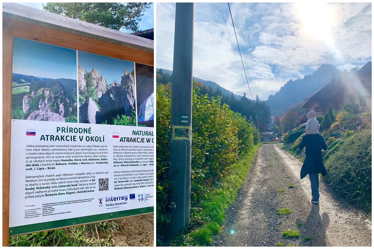 Pri tabuli, ktorá informuje o prírodných atrakciách v okolí, pokračujeme cestou vľavo, po modrej značke.