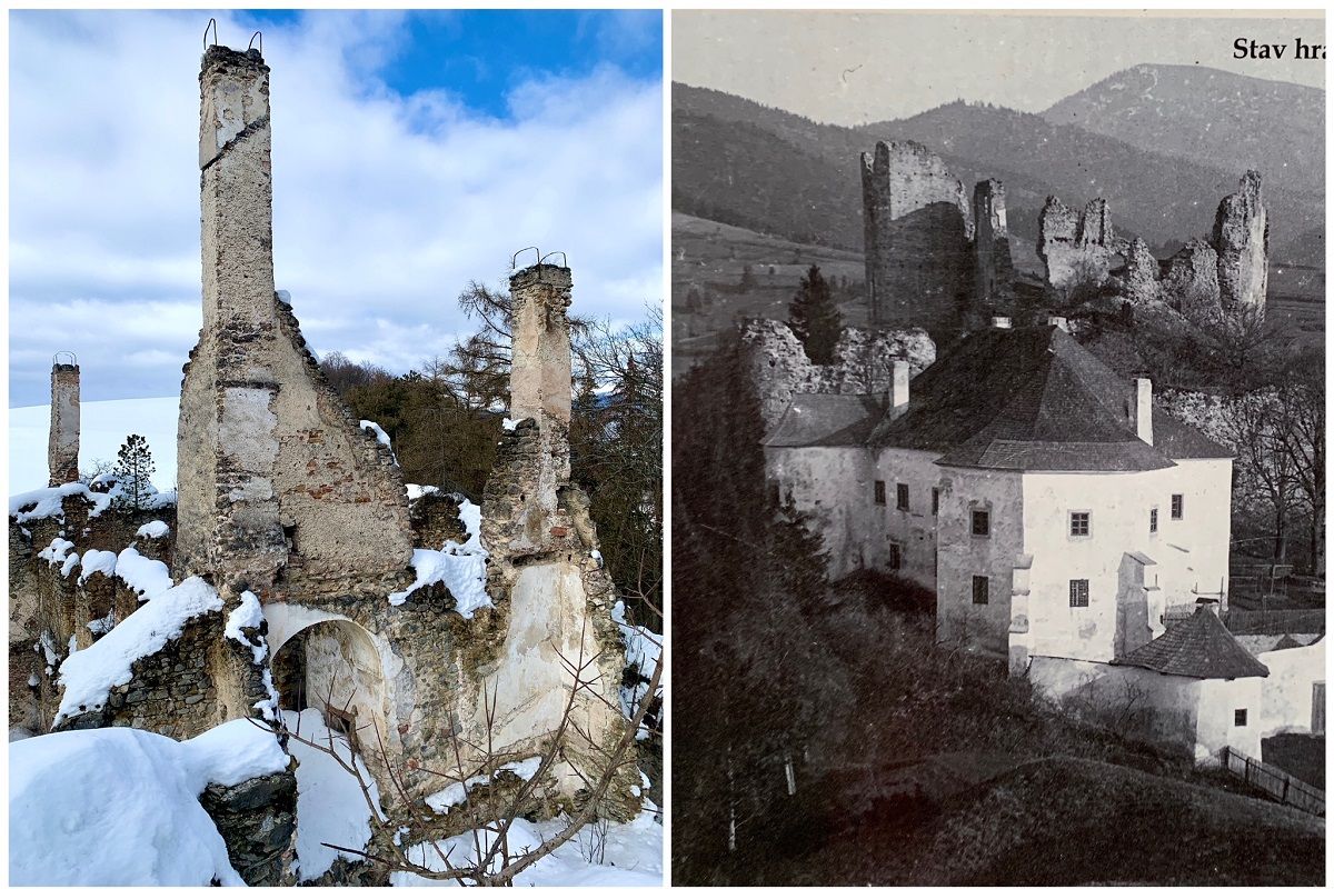 Hradný kaštieľ vypálili počas druhej svetovej vojny nacisti. V kaštieli sa nachádzalo rodinné múzeum. 