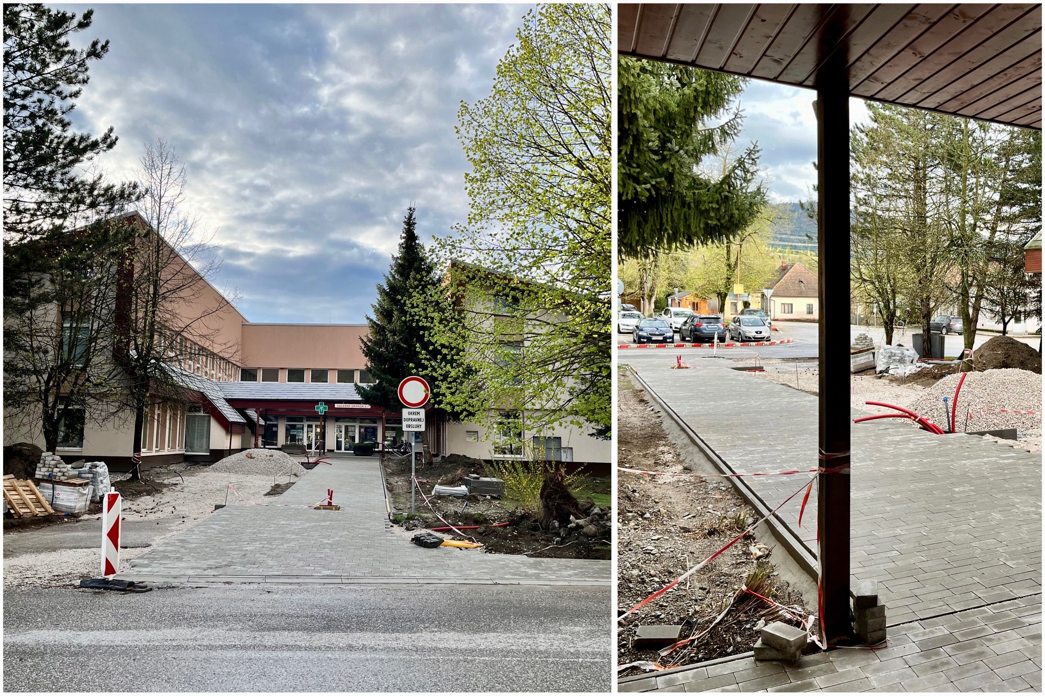 Prvé práce na revitalizácii verejných priestorov vo Varíne (zdravotné stredisko) sa začali pred dvoma mesiacmi. Zdroj: zilina.sp21.sk