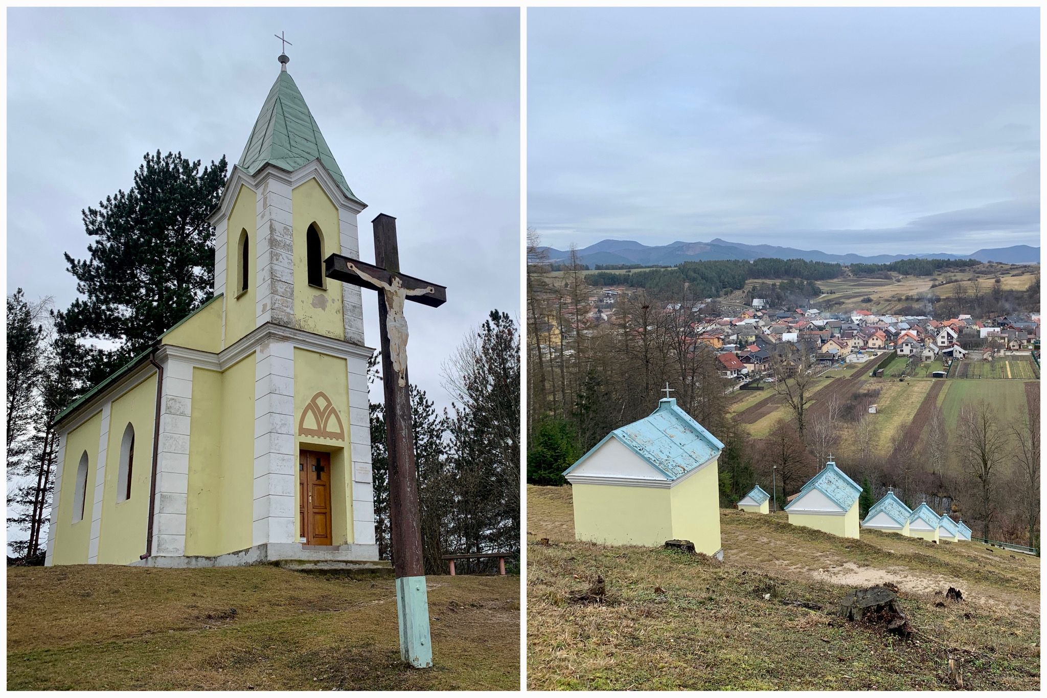 Krížová cesta končí pri Kostole Nanebovstúpenia Pána.