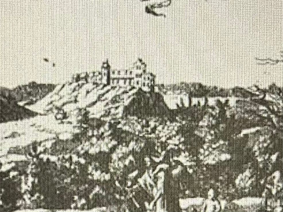 Najstaršia dochovaná podobizeň hradu pochádza z roku 1686. Hrad bol už v tomto období opustený, ale stále zachovaný. Zdroj: uniza.sk