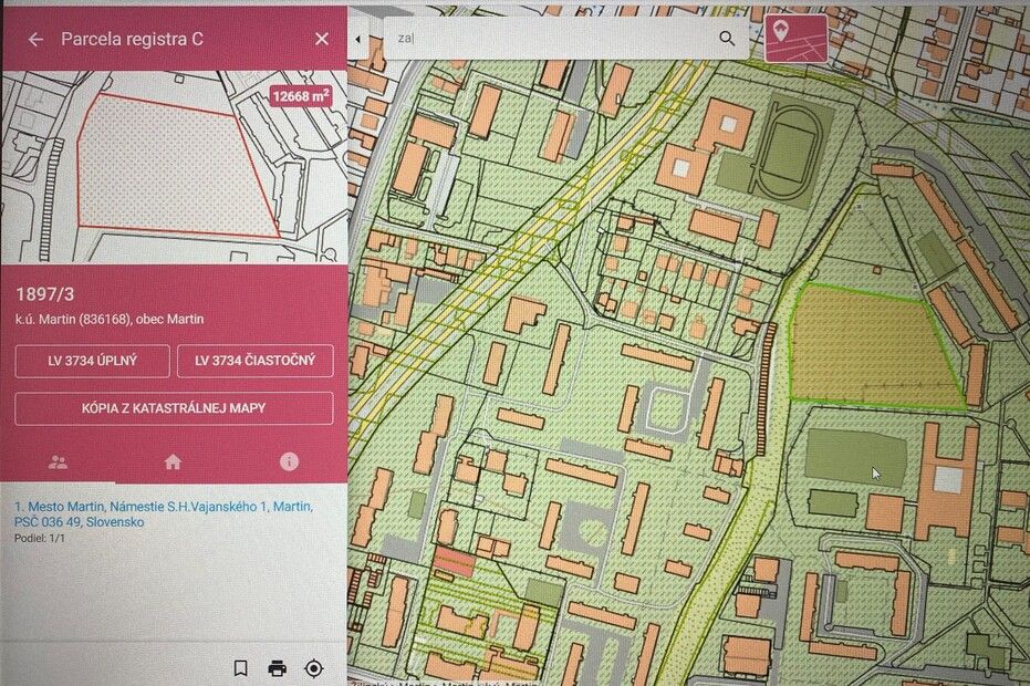 Jahodnícky cintorín, časť, ktorú má v katastri zapísanú mesto Martin.