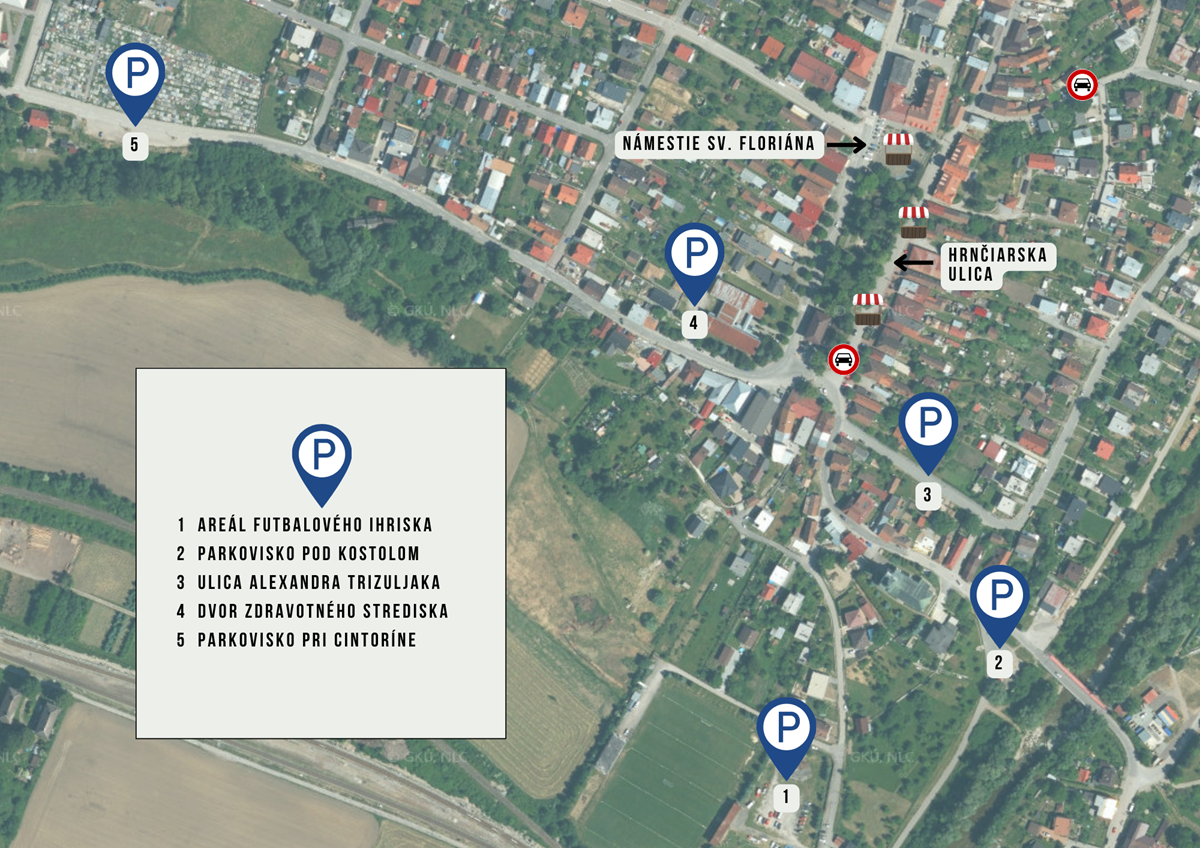 Na mapke sú označené parkoviská, kde môžete počas jarmoku zaparkovať. Zdroj: varin.sk