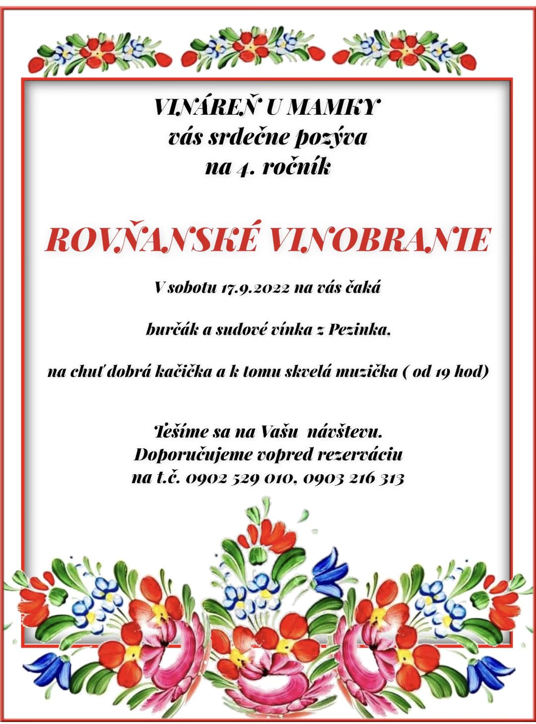 rovnanske vinobranie, zdroj = Facebook:Vináreň U Mamky - Pizzéria .jpg